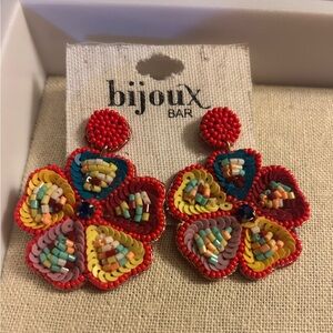 Bijoux Bar Multicolor Beaded Flower Earrings